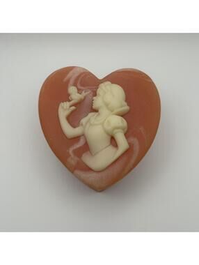 VTG Disney Snow White Seven Dwarves Pink &White Soapstone Incolay Trinket Box 3"